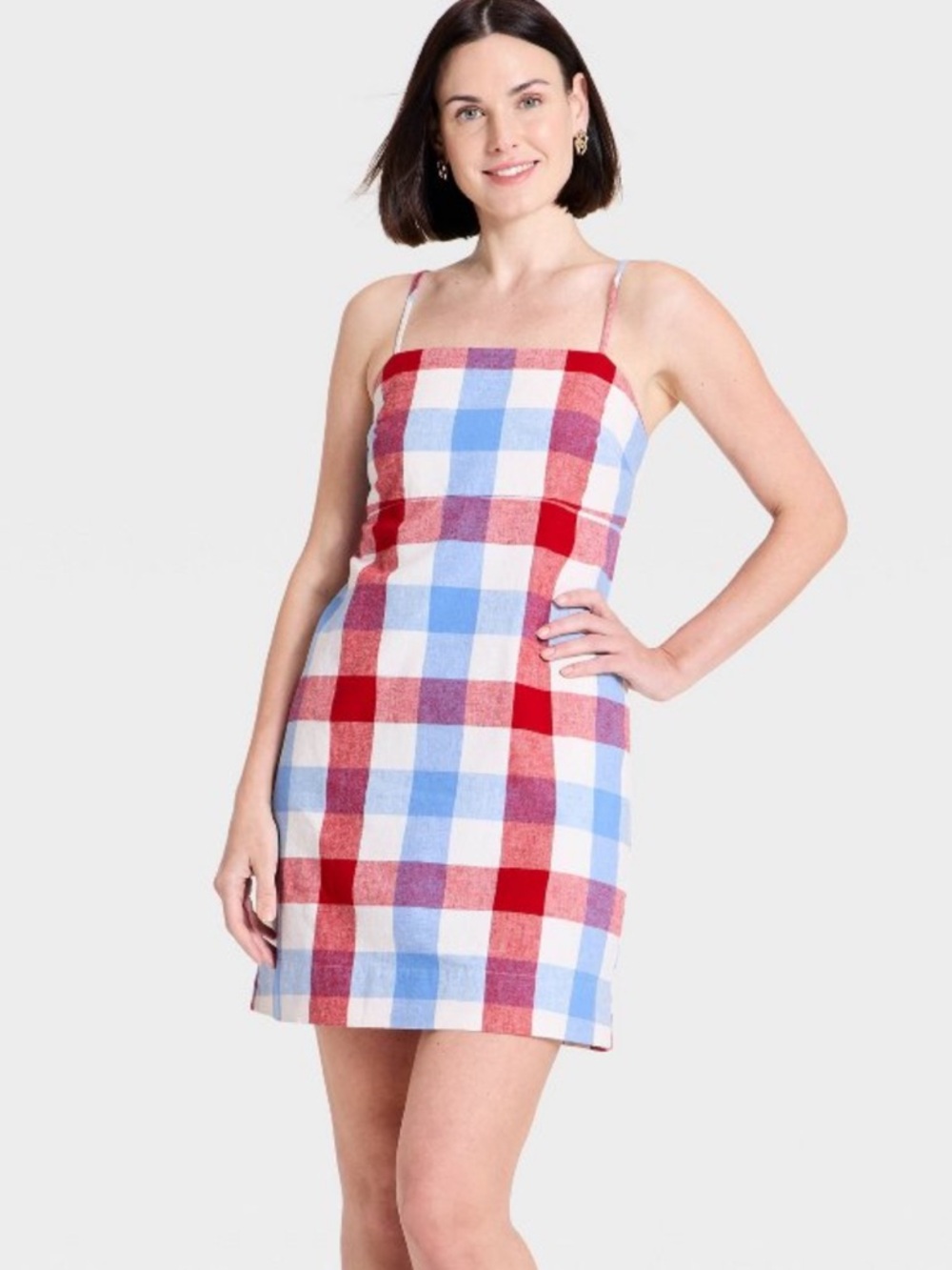 a new day Red, Blue & White Plaid Spaghetti-Strap Mini Dress